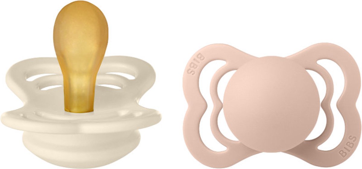 Goedkoopste BiBS - Supreme Collection - Stage 1 Fopspeen - 0/6 maanden - 2 stuks - Ivory / Blush