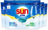 Sun All-in One Lemon Vaatwascapsules - Oplosbare Tabletfolie - Voordeelverpakking 160 stuks - Krachtige Reiniging en Frisse Citroengeur