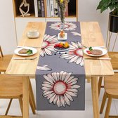 Tafelloper, 40 x 140 cm, rood, linnenlook, printmotief met bloemen, 1-delige set, modieus, wasbaar, antislip, voor bruiloft, verjaardag, outdoor, party, eettafel