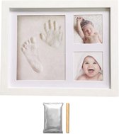 Jumada's - Kraamcadeau Jongen/Meisje: Baby Fotolijst - Met Klei Afdruk Voet & Hand (Gipsafdruk Baby) - Babyshower - Kraampakket/Geboorte Cadeau - Baby Artikelen