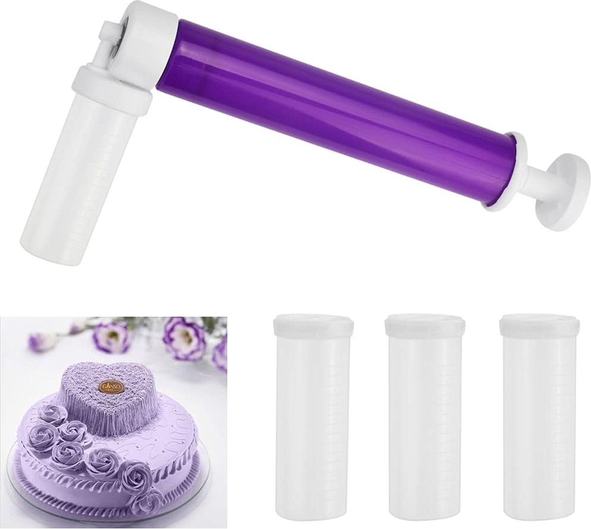 Cjeuxnr Handmatige airbrush voor taarten, doe-het-zelf bakken airbrush pomp cake spuitpistolen kit, kleurtaart glitter decoratiegereedschap voor mousse cake cupcakes koekjes en desserts (blauw