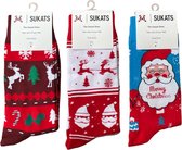 Sukats® The Casual Ones | 3 Paar | Maat 38-44 | Kerstsokken | One-Size | Unisex | Set A | Happy Fun Colorful Socks | Vrolijke Sokken | Grappige Sokken | Alledaagse Kousen
