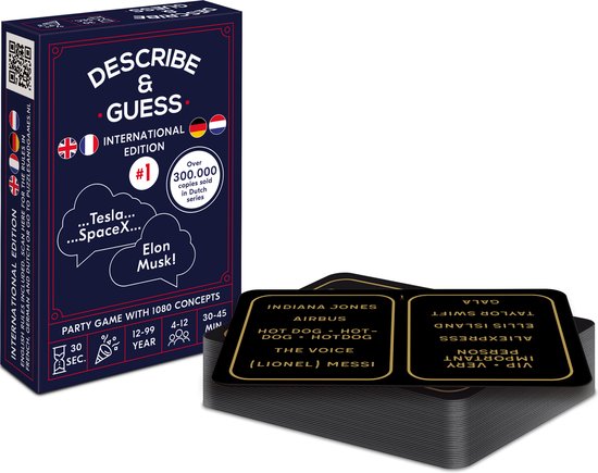 Describe & Guess - 30 Seconds time limit per 5 concepts - International Edition (UK+NL+FR+DE) - 1080 concepts in total - pocket size card game
