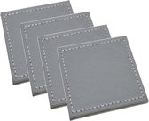 H&S Collection Onderzetters voor glazen - 8x - grijs - kunstleder - 10 x 10 cm
