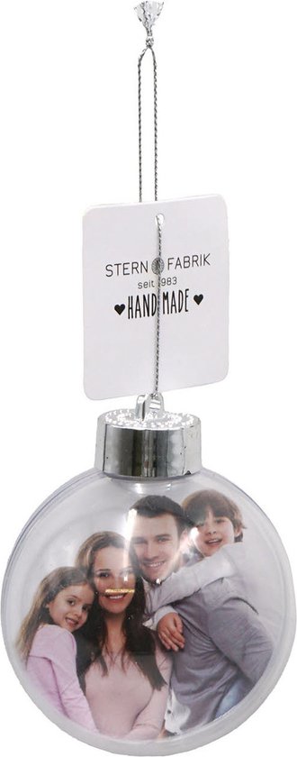 Stern Fabrik DIY foto/fotolijst kerstbal - kunststof - transparant - 8 cm