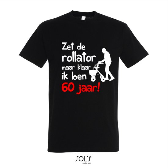 60 jaar verjaardag - 60 Jaar Verjaardag T-Shirt - Zet De Rollator Maar Klaar Ik Ben 60 Jaar! - L - Zwart