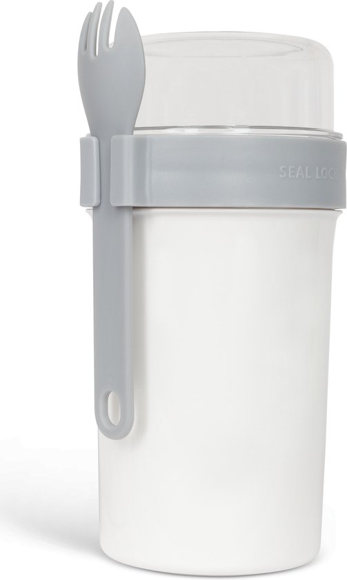 JIM'S STORE 2-in-1 mueslibeker to go, praktische yoghurtbeker voor kinderen, mueslibeker to go, geschikt voor vrieskast, magnetron en vaatwasser (blu groen