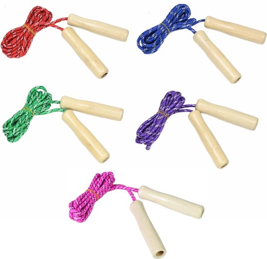 Benson Kinderspringtouw - Houten handvatten - 2,18 meter - Kleurenmix