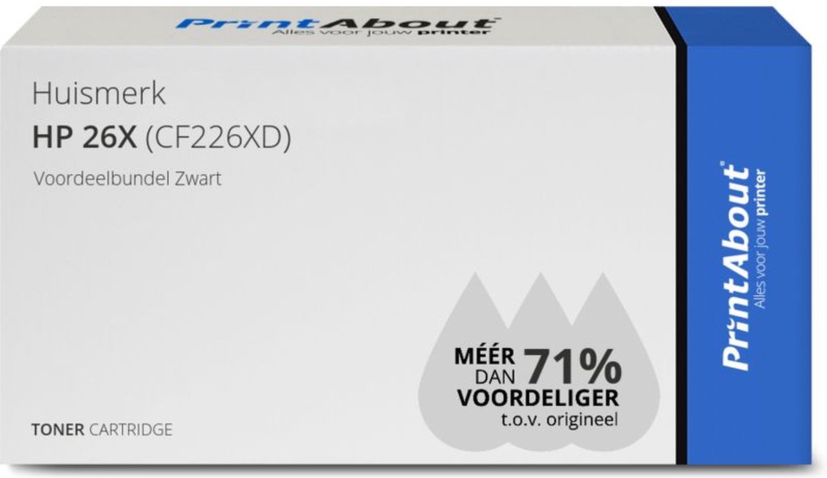 PrintAbout - Alternatief voor de HP CF226X (nr 26X) / Zwart / 2 Pack