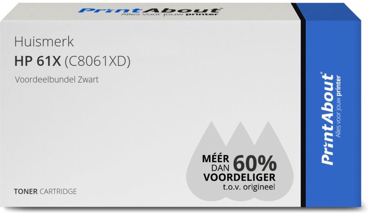 PrintAbout - Alternatief voor de HP C8061X (nr 61X) / Zwart 2 Pack