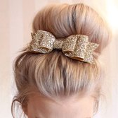 CHPN - Glitterstrik - Glitterspeld - Haarstrik - Haar accessoire - Goud - Glitter - Kerst - Strik - Haarspeld - - Feest strik - Voor kinderen