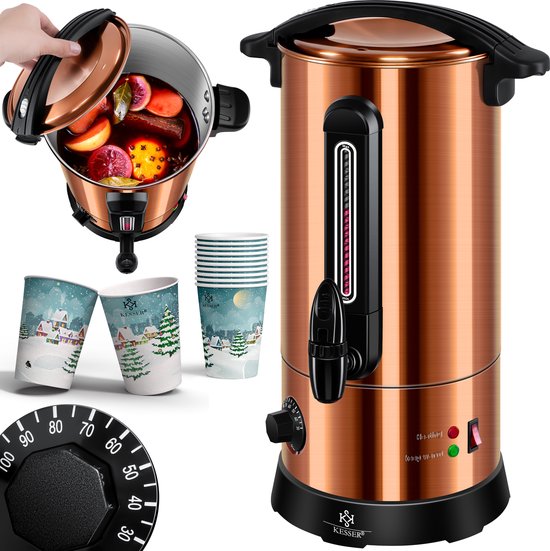 Warme Drank Dispenser KESSER Glühweinketel 20L Roestvrij Staal - Met Thermostaat, 1800W Fornuis Geschikte Drankverwarmer
