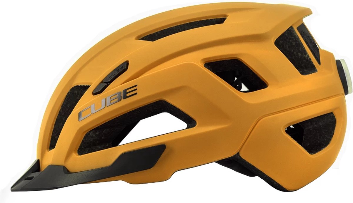 CUBE Fietshelm Cinity – All terrain helm – In-mould-constructie – Insectennetje – Afneembare zonneklep - 49-55 cm – Maat S – Okergeel
