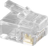 RJ12 krimp connectoren (6P6C) voor ronde telefoonkabel - 10 stuks / transparant