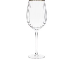 Riviera Maison Wijnglas, glas met ribbel, Gouden rand - Les Saisies Wine Glass 555 ml - Transparant Riviera Maison Wijnglas, glas met ribbel, Gouden rand - Les Saisies Wine Glass 555 ml - Transparant