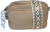 THL Design - Kleine Dames Schoudertas - Klein Tasje - Telefoontasje - Bag Strap - Tassenriem - Beige Print - Beige