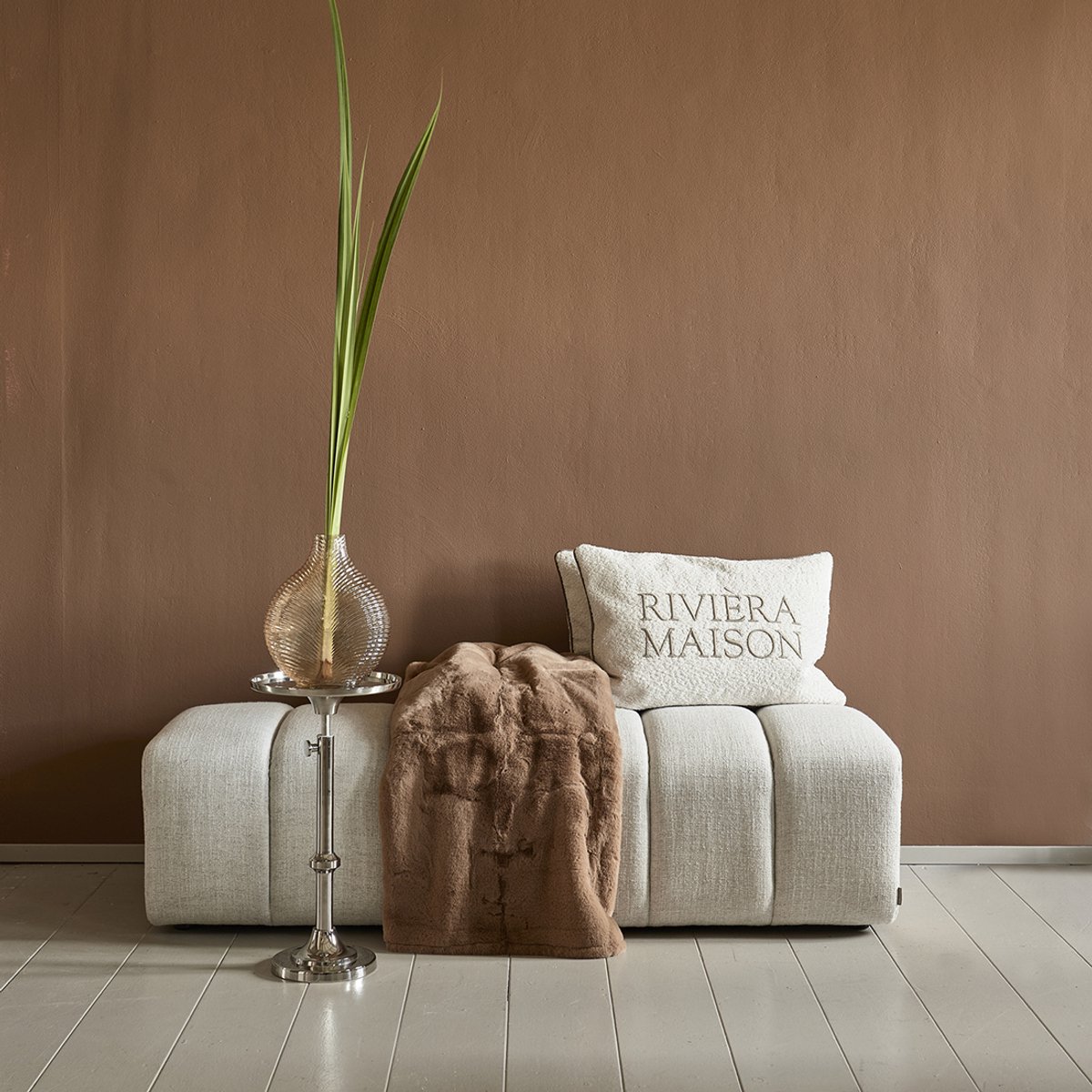Riviera Maison Plaid, Deken Decoratie kleed imitatiebont - RM Rhodes Faux Fur Throw 170x130 - bruin