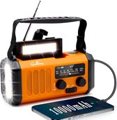 Equivera Solar Noodradio - Survival Radio - Opwindbare Radio - Solar Ppwindbaar - Noodpakket rampenrugzak - met Zaklamp en Powerbank