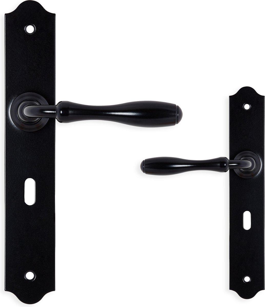 Mazovia - Deurklink op schild - Baardsleutel 56mm - zwart
