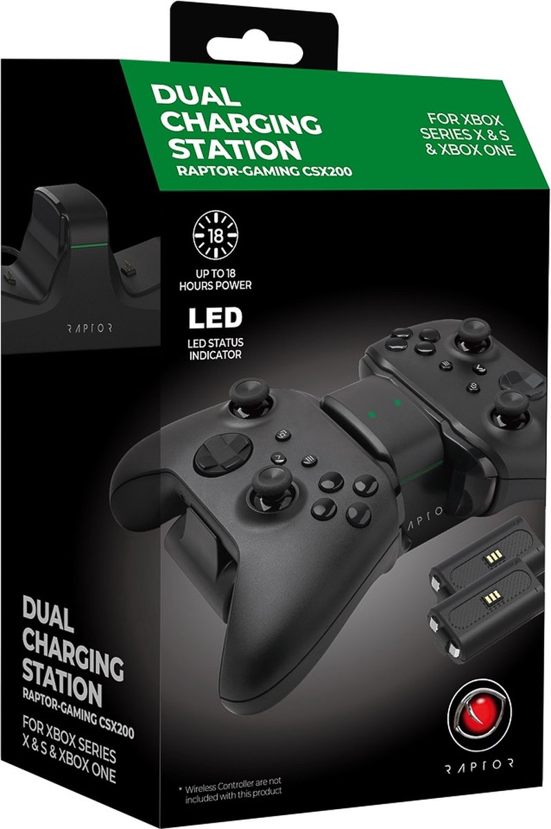 Raptor Gaming - Dubbele Oplader CSX200 Zwart voor Xbox Series X|S en Xbox One Controllers