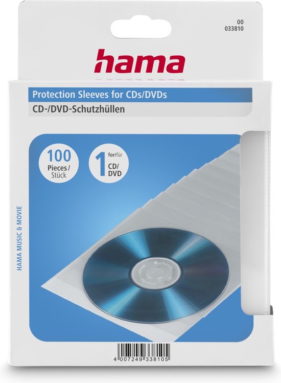 Hama Cd/Dvd Pp Sleeves 100 Pack Trans