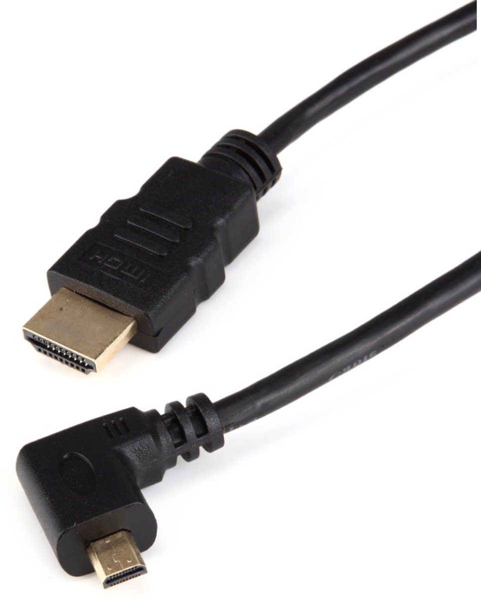 Micro HDMI - HDMI kabel - 90° haaks naar rechts - versie 1.4 (4K 30Hz) - 1,5 meter