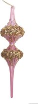 Pendentif de Noël super vintage lilas avec paillettes dorées 25 cm lot de 2