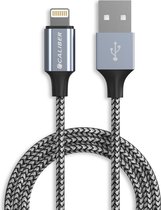 Câble de chargeur iPhone - Câble Lightning vers USB - Câble de charge robuste en nylon - Convient pour iPhone - Données et chargement (CL-UL)