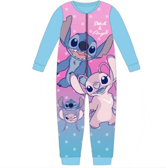 Stitch - pyjama - onesie - jumpsuit - blauw/roze - meisjes - maat 2 jaar (92)