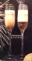 Champagne glazen- 4 stuks - met opdruk Gelukkig Nieuwjaar