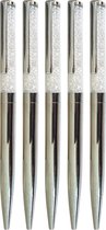 Swarovski Stijl Pennen | 5 Stuks | Zilver | Metaal | 500+ Kristallen