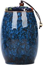 Keramische pot met deksel, vintage stijl losse theepot, droge specerijen keramische voedselopslagpot voor koffie, thee, specerijen en noten (blauw)