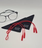 2 antislip brillenkoorden + 2 brillendoekjes / ROOD / siliconen koord / Brillenband / Brillenkoord Sport / Elastisch / Bandje / unisex / dames heren / lanière en silicone pour lunettes / Aland optiek
