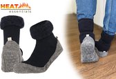 Heat Essentials Wollen Pantoffel Sokken - Donkerblauw - 41/42 - Pantoffels Dames - Sloffen Dames - Unisex - Antislip Sokken - Huissokken