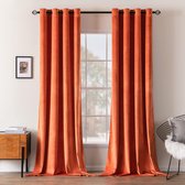 Homxi Tüll Gardine Küche 2er Set 2 x 132W x 183H cm,Vorhang Halbtransparent Modern Orange Einfarbig Ösen Gardinen