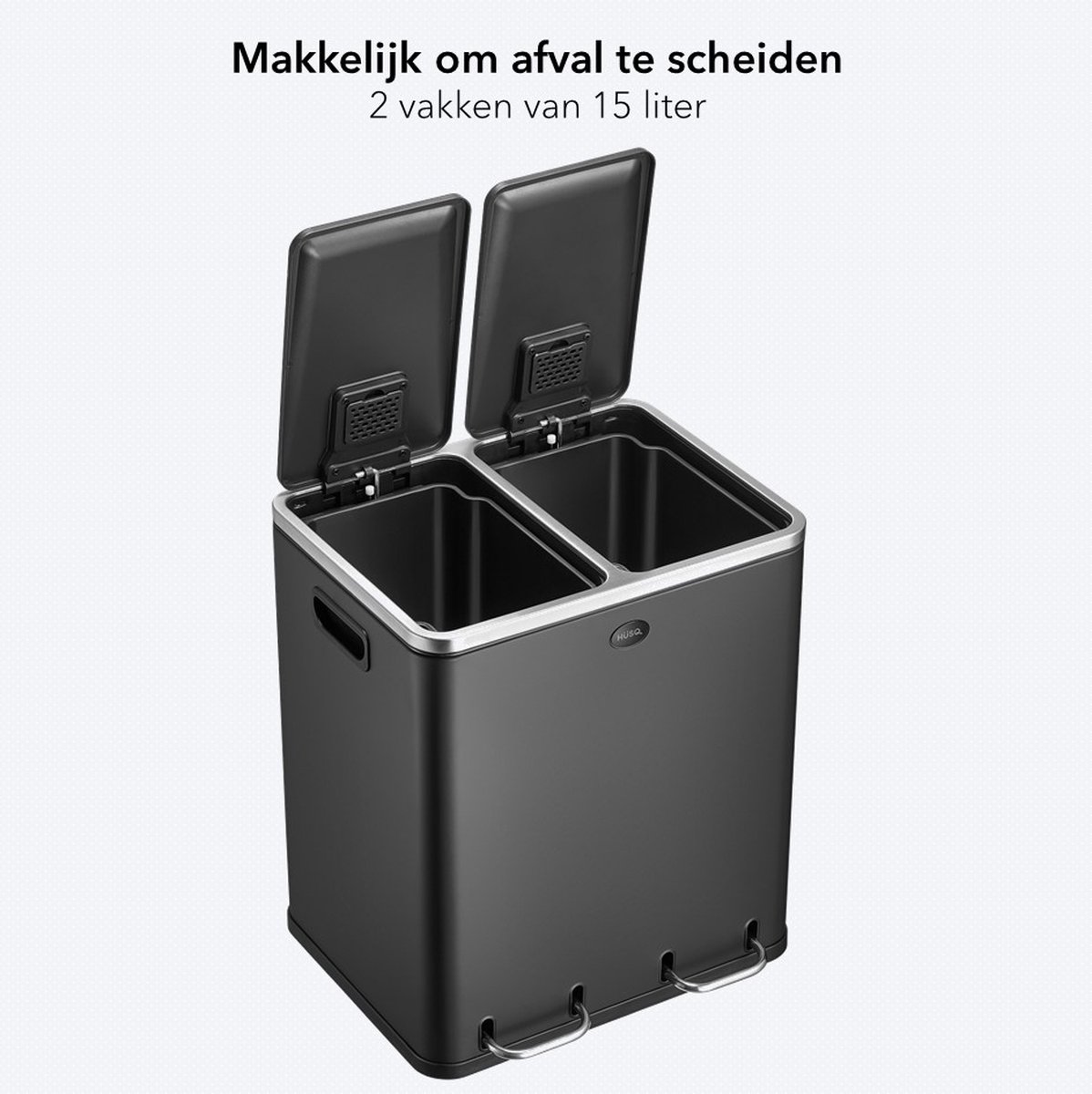 COSTWAY Vuilnisbak 2 vakken, 2 x 30 l afvalemmer keuken, pedaalemmer