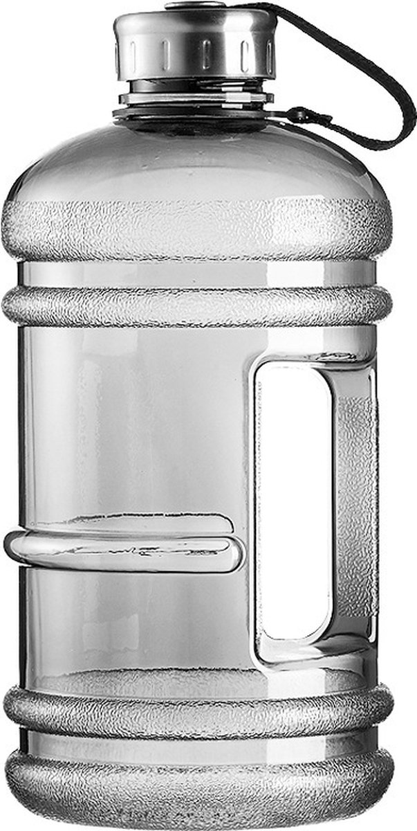 Gym Waterfles 2.2 Liter met Handvat - Grote Drinkfles Zwart - 2 Liter
