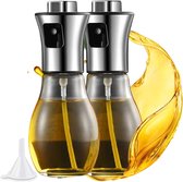 Oliesproeier voor spijsolie spuitfles olie glas voedselveilig roestvrij staal oliespray voor het koken olijfolie olie spray bakscheidingsspray caloriearm voor heteluchtfriteuse kookspray 2-delige set
