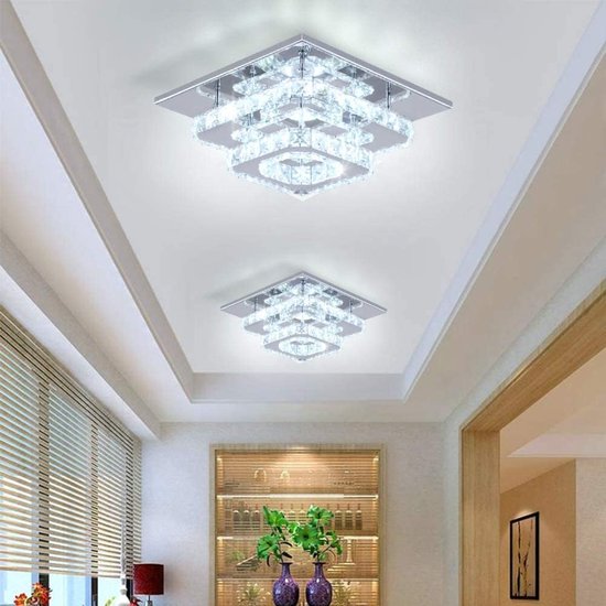 Plafonnier LED moderne en acier inoxydable - Carré brillant pour salle à  manger, salon... | bol.com