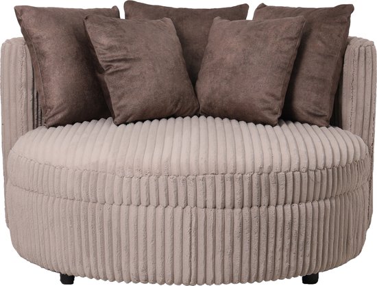 PTMD Fayen Taupe fauteuil ambience 4 mink 5 pillows