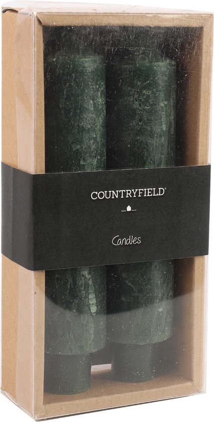 Set van 2 kaarsen Countryfield 15,5 cm | Donkergroen