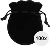 Fako Bijoux® - Sacs cadeaux en velours Mini - Velours - 6,5x7,5 cm - Zwart - 100 Pièces