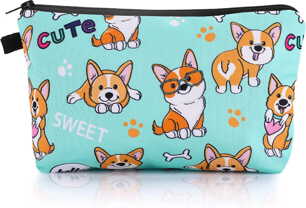 Trousse de toilette portable avec imprimé chien mignon et drôle