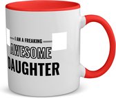 Akyol - i am a freaking awesome daughter koffiemok - theemok - rood - Dochter - de meest geweldigste dochter - verjaardagscadeau - verjaardag - cadeau - cadeautje voor dochter - dochter artikelen - kado - geschenk - gift - 350 ML inhoud