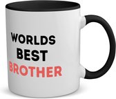 Akyol - worlds best brother koffiemok - theemok - zwart - Broer - de beste broer - verjaardagscadeau - verjaardag - cadeau - cadeautje voor broer - broer artikelen - kado - geschenk - gift - 350 ML inhoud