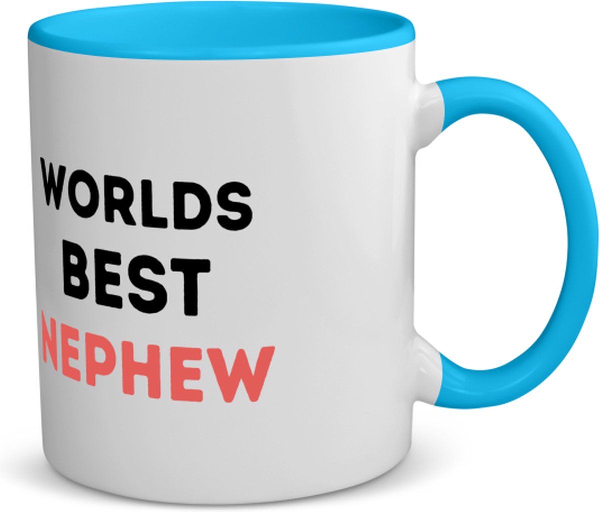 Akyol - worlds best nephew koffiemok - theemok - blauw - Neef - de beste neef - verjaardagscadeau - verjaardag - cadeau - cadeautje voor neef - neef artikelen - kado - geschenk - gift - 350 ML inhoud
