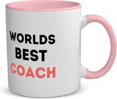 Akyol - worlds best coach koffiemok - theemok - roze - Coach - de beste coach - sport - verjaardagscadeau - verjaardag - cadeau - cadeautje voor coach - coach artikelen - kado - geschenk - gift - 350 ML inhoud