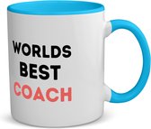 Akyol - worlds best coach koffiemok - theemok - blauw - Coach - de beste coach - sport - verjaardagscadeau - verjaardag - cadeau - cadeautje voor coach - coach artikelen - kado - geschenk - gift - 350 ML inhoud
