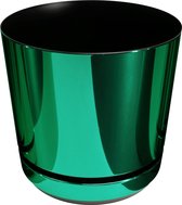 Bloempot met standaard - Patroon 087 Glanzend Groen - 26 cm - Plantenpot van hoogwaardig kunststof - Decoratieve pot voor planten