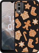 Cazy Hoesje Zwart geschikt voor Nokia C32 Christmas Cookies